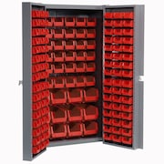 GLOBAL INDUSTRIAL Bin Cabinet with 114 Red Bins, 38x24x72 662144RD